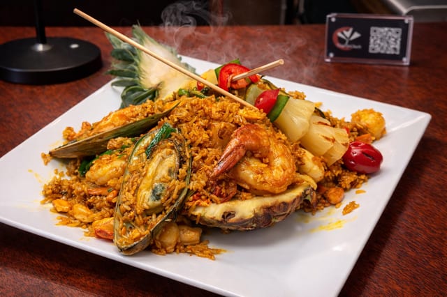 Pineapple Fried Rice with Seafood.