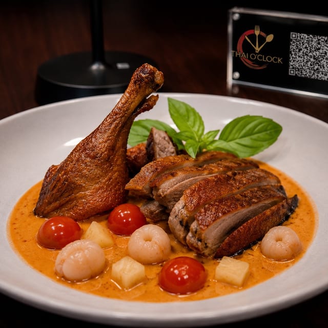 Roasted Duck with Red Curry Sauce.